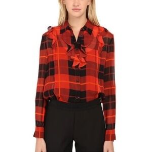 Kate Spade Woodland Plaid Chiffon Blouse - Size 2